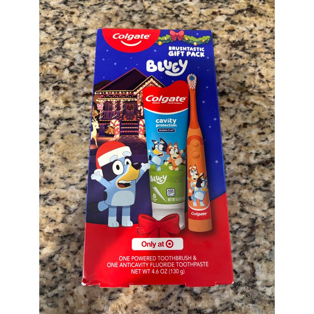 New Colgate Bluey Gift Pack Powered Toothpaste & Anticavity Fluoride Toothpaste